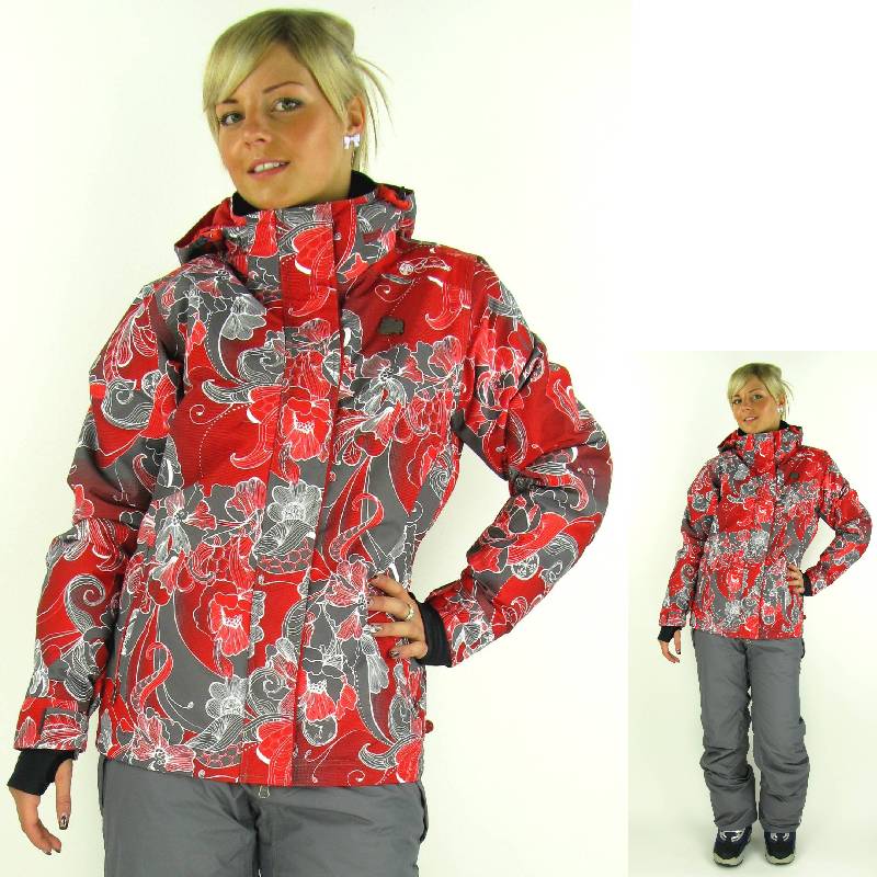 Brunotti Skijacke Snowboardjacke Gr.M Jitte Druck Fell grau rot  