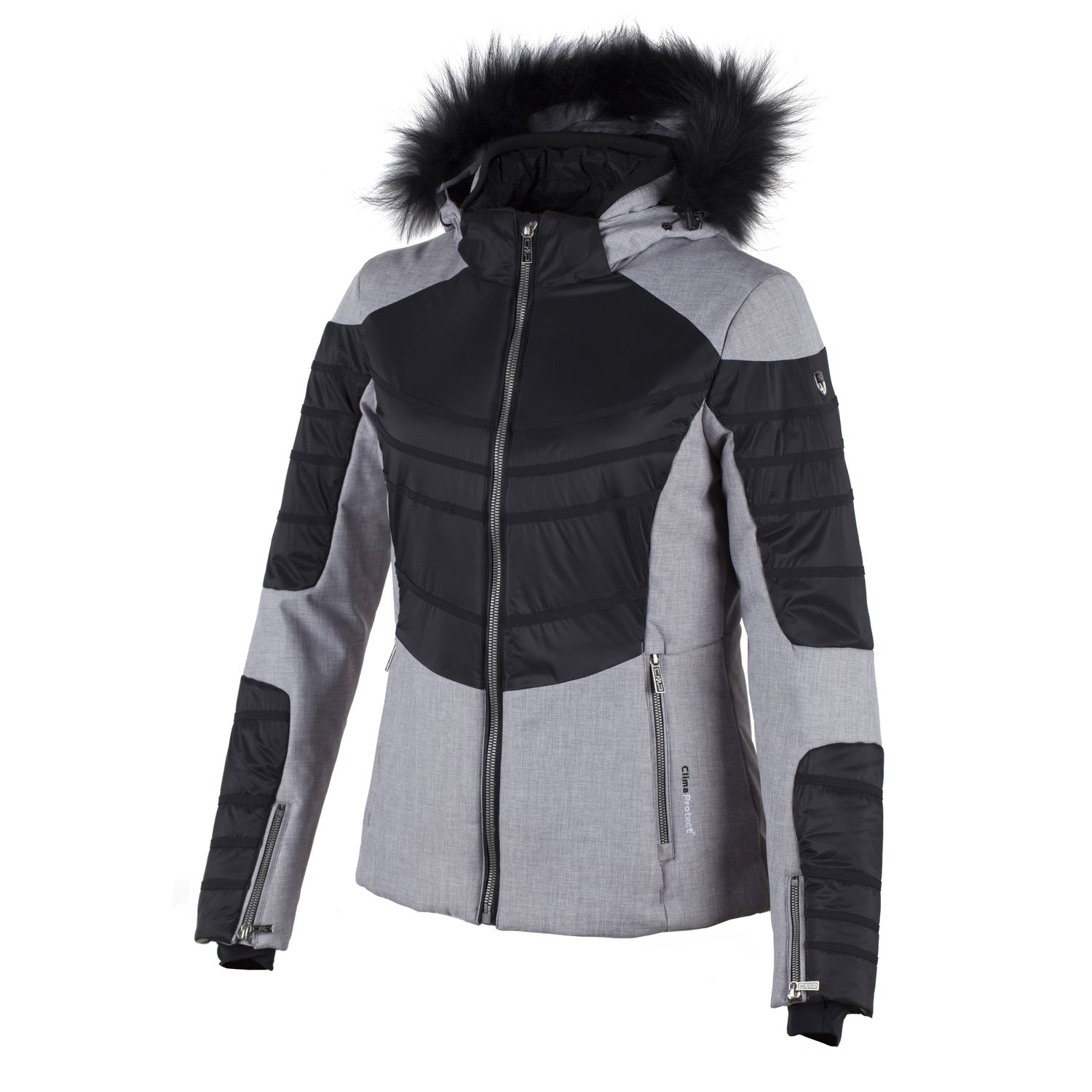 black snow jacket with fur hood